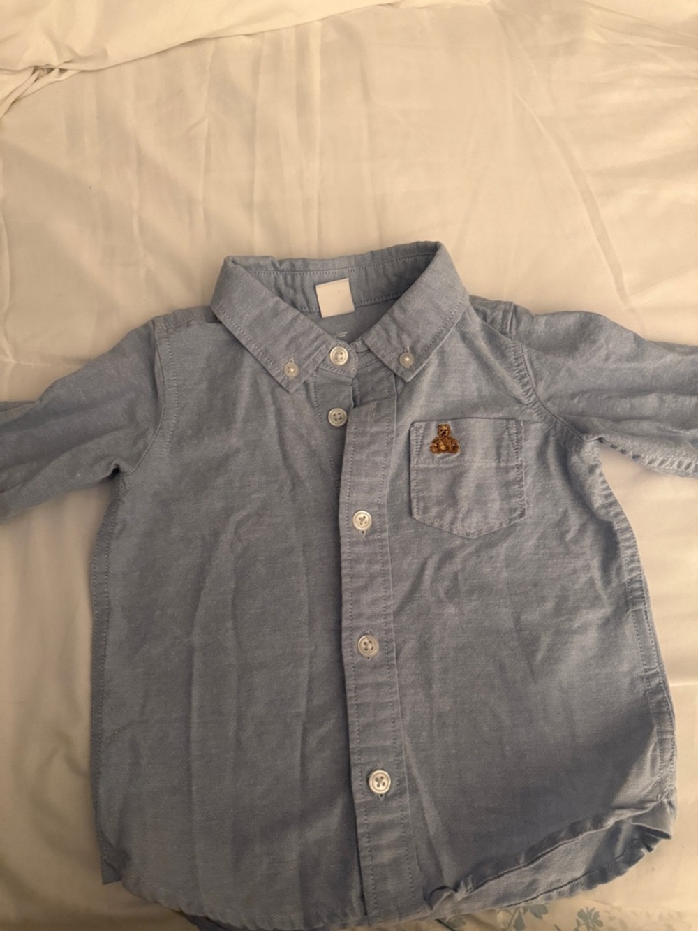 GAP Light Blue Button-Down Shirt with Bear Patch
